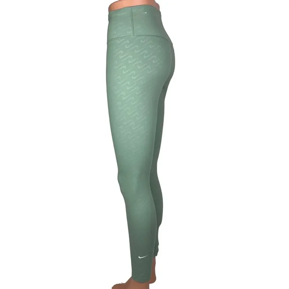 Nike Dri-Fit Check Logo Icon Mint Sage Green Pull-On Athletic Leggings Size S